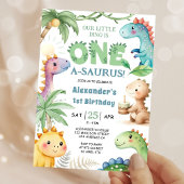 One A-Saurus Boy Disours 1st Birthday招待状 招待状