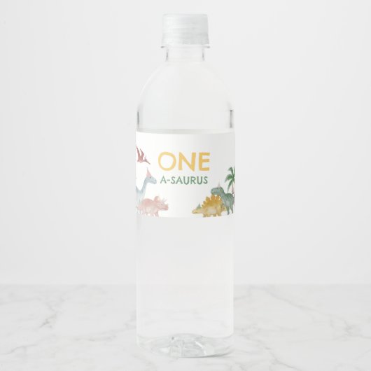 One A Saurus Dinosaur Boy Birthday  ペットボトルラベル (正面)