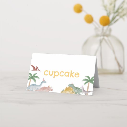 One A Saurus Dinosaur Boy Birthday Food Tent Card プレイスカード (正面)