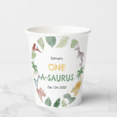 One A Saurus Dinosaur Boy Birthday Paper Cups 紙コップ (正面)