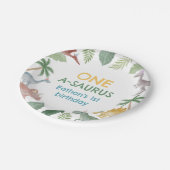 One A Saurus Dinosaur Boy Birthday Paper Plates ペーパープレート (アングル)