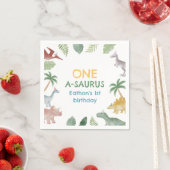 One A Saurus Dinosaur Boy Birthday Party Napkins スタンダードカクテルナプキン (インサイチュ)