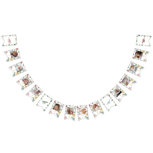 One A Saurus Dinosaur Boy Birthday Photo Banner バンティングフラッグ (全)