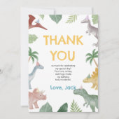 One A Saurus Dinosaur Boy Birthday Thank You Card サンキューカード (正面)