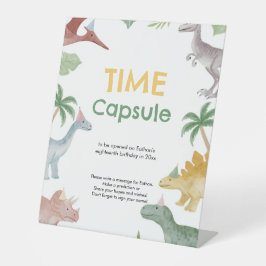 One A Saurus Dinosaur Boy Birthday Time Capsule  台座サイン