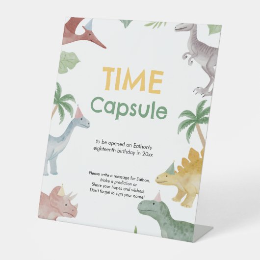 One A Saurus Dinosaur Boy Birthday Time Capsule  台座サイン (正面)
