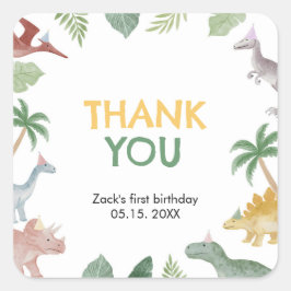 One A Saurus Dinosaur Boy Square スクエアシール