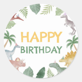 One A Saurus Dinosaur Boy Square ラウンドシール