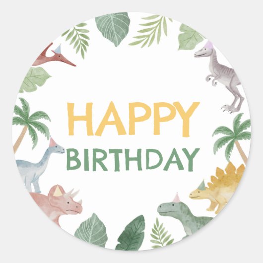 One A Saurus Dinosaur Boy Square ラウンドシール (正面)