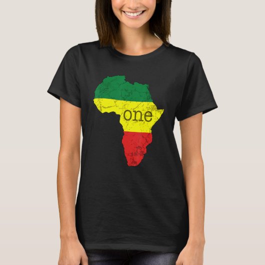One Africa Pan African Pride Map Flag Black Pride Tシャツ (正面)