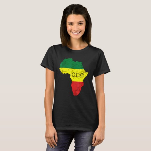 One Africa Pan African Pride Map Flag Black Pride Tシャツ (正面フル)