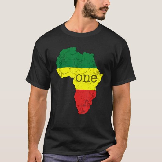 One Africa Pan African Pride Map Flag Black Pride Tシャツ (正面)