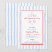 One All American Boy 1st Birthday Invitation 招待状 (正面/裏面)