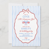 One All American Girl 4th of July  1st Birthday 招待状 (正面)