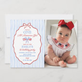 One All American Girl 4th of July  1st Birthday 招待状 (正面)