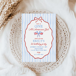 One All American Girl 4th of July  1st Birthday 招待状