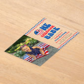 One American Babe 4 Of July Photo First誕生日 アクリル招待状 (レイダウン)
