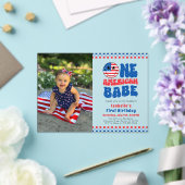 One American Babe 4 Of July Photo First誕生日 アクリル招待状 (インサイチュ (ウェディング))