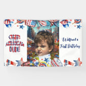 One American Dude赤白青誕生日写真 横断幕 (横)