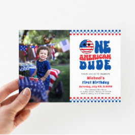 One American Dude 4th Of 7月写真第1誕生日 招待状