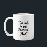 One Awesome Aunt Funny コーヒーマグカップ<br><div class="desc">A fun and confident design celebrating an awesome aunt with simple, playful typography. This lighthearted quote makes a thoughtful gift for showing appreciation, whether for Valentine’s family gifts, birthdays, holidays, or just because. Its clean and versatile style works beautifully across gift products, making it an easy choice for everyday smiles...</div>