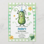One Big Dill Pickle First Birthday Blue Invitation 招待状 (正面)