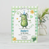 One Big Dill Pickle First Birthday Blue Invitation 招待状 (スタンド正面)