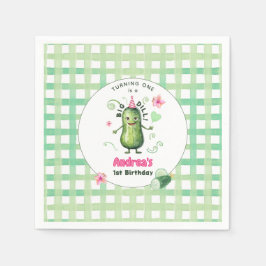 One Big Dill Pickle First Birthday Pink スタンダードカクテルナプキン