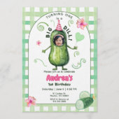 One Big Dill Pickle First Birthday Pink Photo 招待状 (正面)