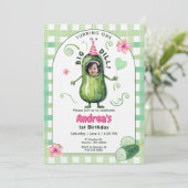 One Big Dill Pickle First Birthday Pink Photo 招待状 (スタンド正面)