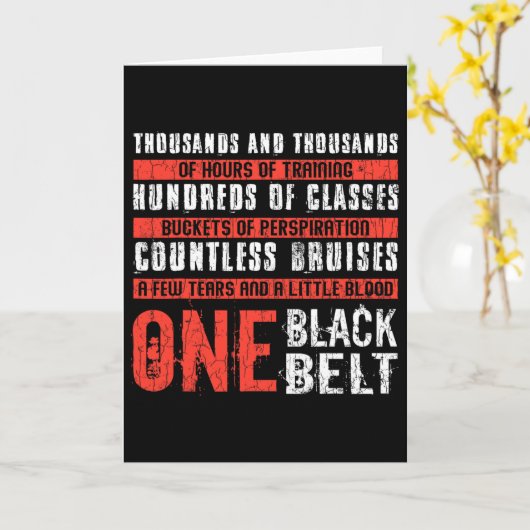 One Black Belt Funny Martial Arts Karate Taekwondo カード (黄色い花)