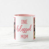 One Blessed Mom | モダンな母の日の写真をカスタマイズ マグカップ (中央)