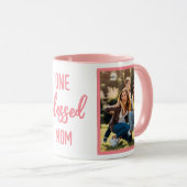 One Blessed Mom | モダンな母の日の写真をカスタマイズ マグカップ (正面右)