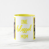 One Blessed Mom | モダンな母の日の写真をカスタマイズ マグカップ (中央)