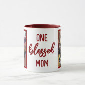 One Blessed Mom | モダンな母の日の写真をカスタマイズ マグカップ (中央)