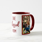 One Blessed Mom | モダンな母の日の写真をカスタマイズ マグカップ (正面右)