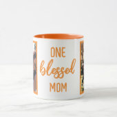 One Blessed Mom | モダンな母の日フォトギフト マグカップ (中央)