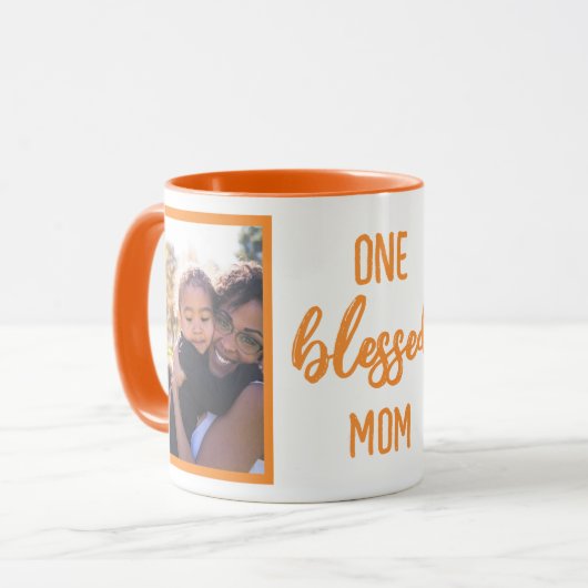 One Blessed Mom | モダンな母の日フォトギフト マグカップ (正面左)