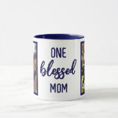 One Blessed Mom | モダンな母の日フォトギフト マグカップ (中央)