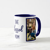 One Blessed Mom | モダンな母の日フォトギフト マグカップ (正面右)