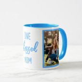 One Blessed Mom | モダンな母の日フォトギフト マグカップ (正面右)