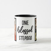 One Blessed Stepdad | モダンな父の日フォト マグカップ (中央)