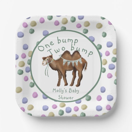 One bump Two bump Twin Baby Shower ペーパープレート (正面)