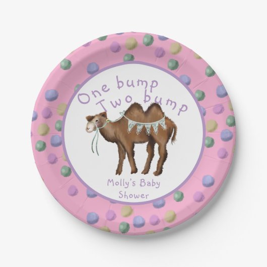 One bump Two bump Twin Baby Shower ペーパープレート (正面)