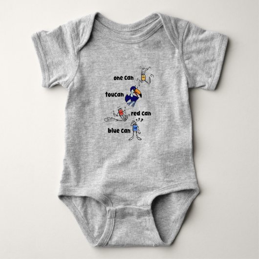 One Can Toucan Red Can Blue Can Baby Bodysuit ベビーボディスーツ (正面)
