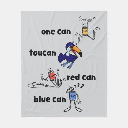 One Can Toucan Red Can Blue Can Fleece Blanket フリースブランケット (正面)