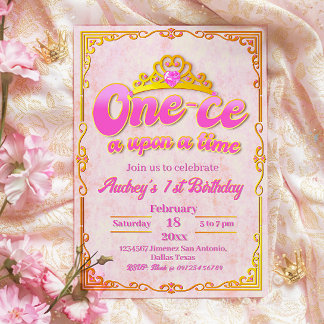One-ce Upon a Time - Girl 1st Birthday Invitation 招待状