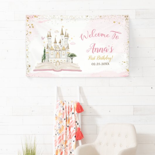 One-ce Upon A Time Princess 1st Birthday Party 横断幕 (インサイチュ)