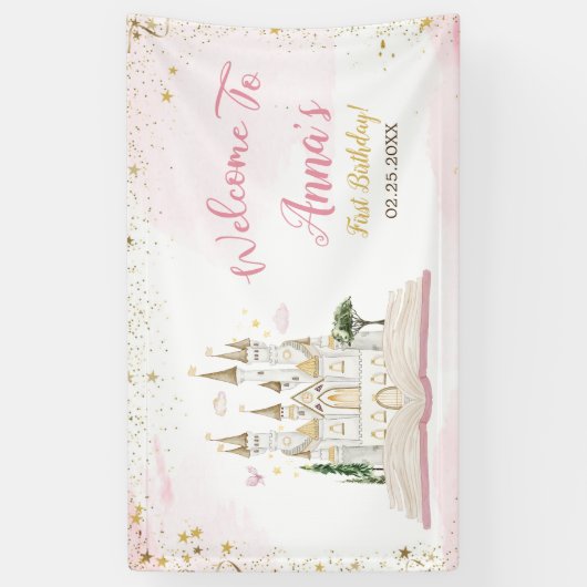 One-ce Upon A Time Princess 1st Birthday Party 横断幕 (縦)