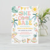 One Cool Babe Beach Party Summer 1st Birthday 招待状 (スタンド正面)